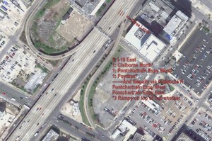 Currently you have 5 Lanes of traffic merging into 5, and 3 ramps on top of one another - Plus 4 more less than a mile further